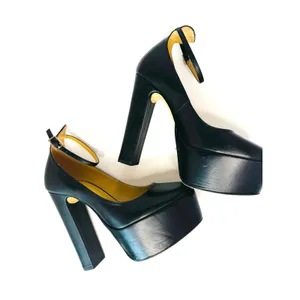 Tony Bianco Jaguar Black Como Leather Platform Ankle Strap Pumps Size 7 thumbnail 8