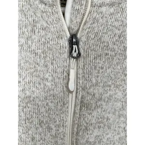 LL BEAN Sweater Fleece Jacket Womens Medium Beige Oatmeal Full Zip 279684 thumbnail 13