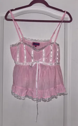 Edikted Lace Babydoll Pink Top thumbnail 1