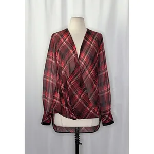 RAG & BONE Silk Victor Plaid Surplice Top Blouse Shirt Drapey High Low‎ Medium thumbnail 2