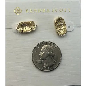Kendra Scott Ari Stud Earrings Gold Tone Clear Crystal NWT thumbnail 6