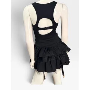 Free People Black Skinny Ribbed Open Back Tank Top Small OB848606 thumbnail 3