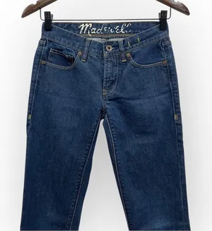 Madewell Super Low Rise Slim Cropped Jeans with Side Zip in Dark Wash size 24 thumbnail 1