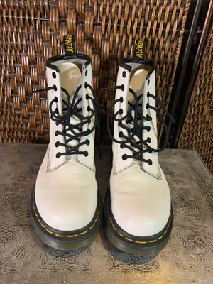 Dr. Martens White Leather Boots Size 6 thumbnail 2