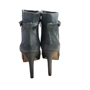 Antonio Melani Gray Leather Suede Ankle Booties Heel Boots 9M thumbnail 5