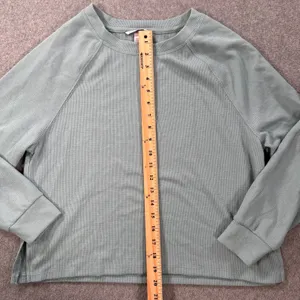 Victoria's Secret Waffle Knit Pajama Top Women's Small Green Thermal Lounge thumbnail 4
