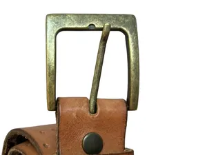 100% Leather Brown Belt Perforated Hole Detail Versatile Everyday Luxury thumbnail 3