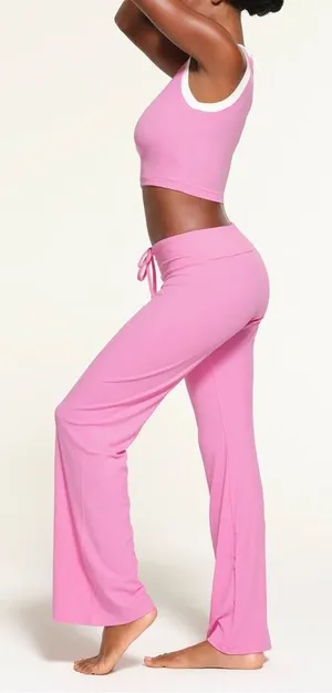 Women Skims Hot Pink Soft Lounge Ribbed Set Drawstring Pants and Tank in Blush thumbnail 1