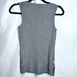 Michael Kors Womens Size Medium Silver Sequined Jersy Stretch Tank Top thumbnail 4