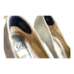 Womens Speed Limit 98 Gold Shimmer Glitter Open Toe Pumps Heels - Sz 8 thumbnail 3