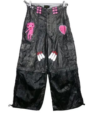 Club Exx Dolls Kill Convertible Cargo Pants S DIY Hand Painted Goth Cyber Rave thumbnail 1