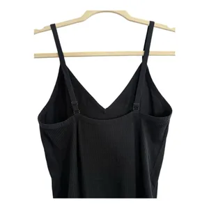 Colsie Black Spaghetti Strap Ribbed Pant Jumpsuit Size Large thumbnail 5