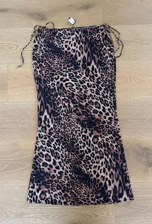 White Fox Maxi Sheer Skirt Luminous Size L Cheetah in Brown Black thumbnail 1