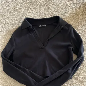Zara Charcoal Ribbed Collared Top thumbnail 1