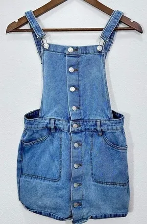 Pacsun Denim Overall Mini Skirt‎ Medium Wash Women's Size Small thumbnail 1