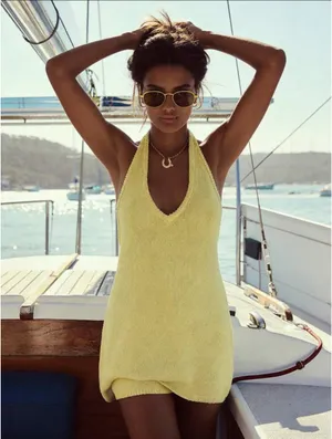 SHEIN yellow halter tank and short cover-up set thumbnail 4