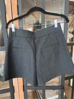 Zara gingham shorts pleated high rise pleated tailored thumbnail 5