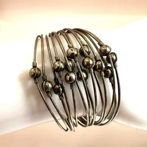 Silver tone multi strand cuff bracelet thumbnail 1
