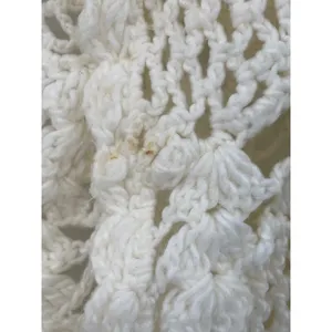 Vintage Pineapple Crochet Shawl Fringe Wrap Ivory Boho Festival One Size thumbnail 13