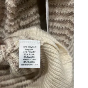 Lauren Conrad LC Sweater Women's XL Dizzy Striped Knit Ruffle Shoulder Cream thumbnail 4
