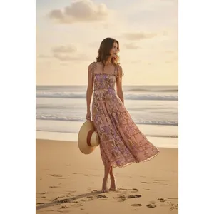 Zimmermann Violet Tiered Floral Midi‎ Sun Dress Smocked Size 1 US M thumbnail 9