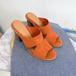 UGG Celia‎ Mule Sandals Womens 9 Orange Suede Stacked Block Heel Open Toe Slide thumbnail 5