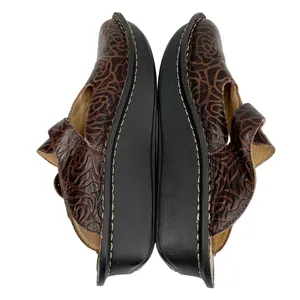 Alegria Rose Embossed Brown Leather Clogs 38 ALG-532 thumbnail 12