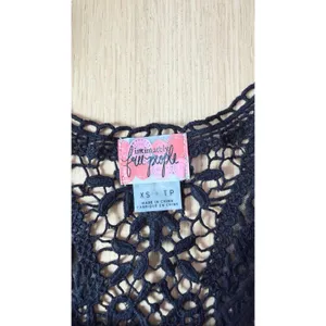 Free People Y2k Lace Macrame Crochet Black Festival Top size XS thumbnail 3