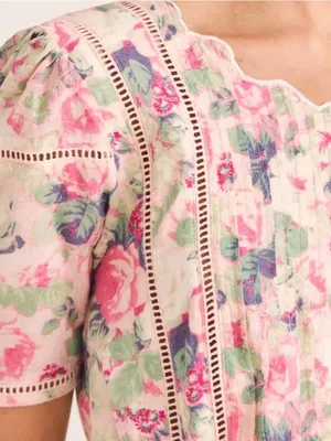 LoveShackFancy Mavis Floral Mini Dress - Pink & Lavender thumbnail 4
