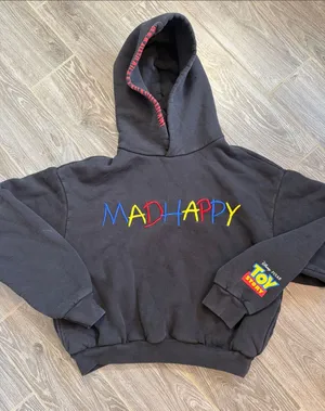 MADHAPPY x Toy Story Pixar Black logo embroidered Hoodie XS HTF thumbnail 1