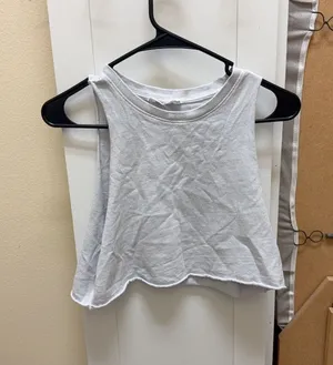 Double Zero White Raw Hem Cropped Tank Top Size Small thumbnail 1