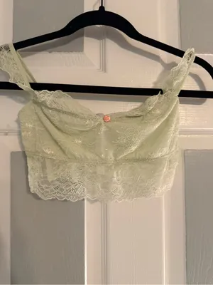 Urban Outfitters Just Peachy Green Lace Off-Shoulder Bralette thumbnail 2