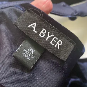 NWT A. Byer sleeveless blue crush velvet keyhole high neck top, size 3X thumbnail 2