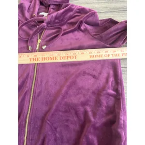 Cable & Gauge Studio Purple Velour Tracksuit Set Zip Hoodie Joggers Womens Med thumbnail 5