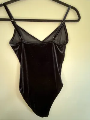 Flirty Sexy Baddie Forever 21 Navy Blue Velvet Bodysuit Women’s Size Small thumbnail 2