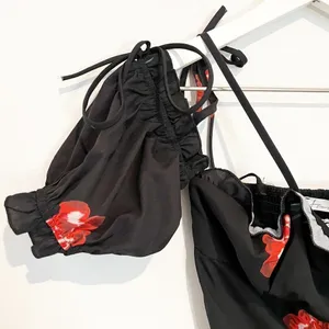 Starlow Senorita Dress Size XS Black Floral Smocked Milkmaid‎ Mini Dark Coquette thumbnail 5