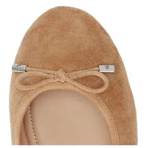 Ralph Lauren Womens Flats Size 5B Camel Jayna Ballet Bow Slip On Leather Ballet thumbnail 8