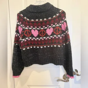 PILCRO For ANTHROPOLOGIE Peace Love‎ Icon Zip Front Sweater Small Chunky Knit thumbnail 4