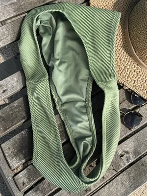 Garage Olive Ribbed Triangle Bikini Set thumbnail 14