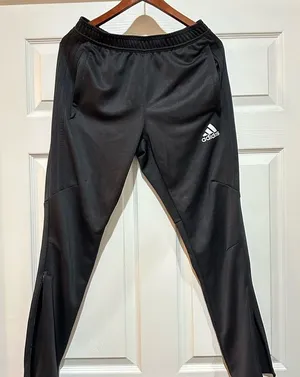 Adidas Black Track Pants with‎ Tapered Leg and Elastic Waistband thumbnail 1