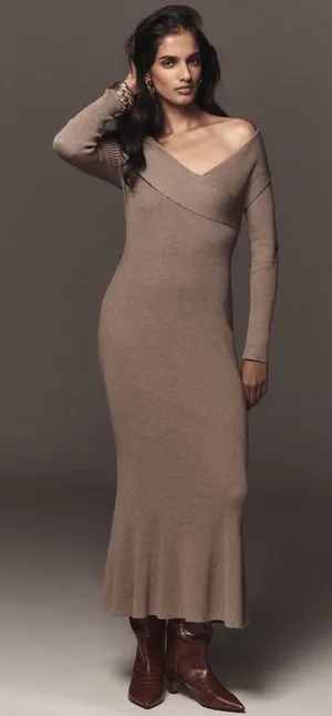 Anthropologie Off-Shoulder Slim Sweater Dress thumbnail 1
