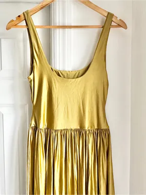 Delfi Collective Oriana Satin Scoop-Neck Maxi Dress in Olive thumbnail 6