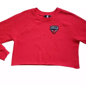 Chicago Bulls NBA Crop Sweatshirt Womens Large Red Crewneck Pullover Long Sleeve thumbnail 11