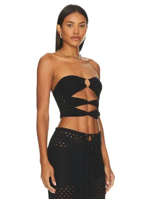SNDYS X Revolve Whitehaven Top in Black Small New Womens Cut out Cropped Tube Ba thumbnail 2