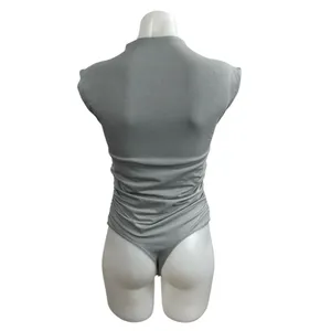 Abercrombie & Fitch Gray Ruched Shell Mock Neck Sleeveless Tank Bodysuit Top M thumbnail 4