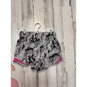 Gray Black Marble Print Athletic Shorts Pink Trim Lined Size Small thumbnail 5