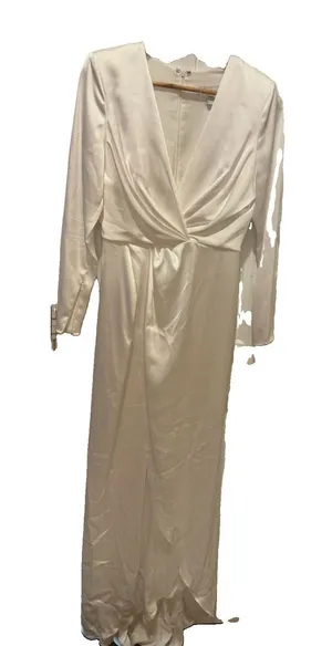 ASOS Sadie Pleated Plunge Wrap Wedding Dress Size 8 thumbnail 1