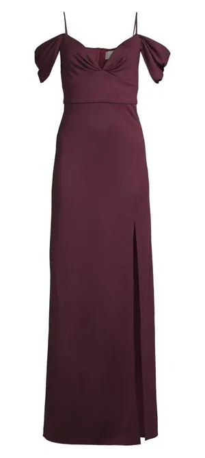 Sachin & Babi Brittany Stretch Crepe Cold-Shoulder Gown Size‎ 6 Deep Wine NWT thumbnail 1