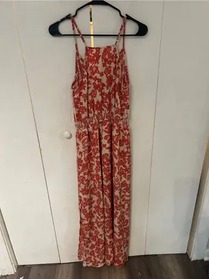 Prómesa Cream Dress with Coral-Red Floral Print thumbnail 6