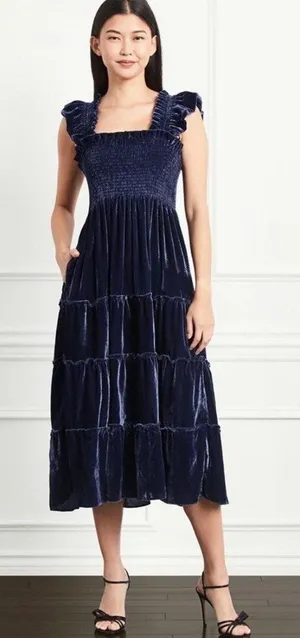 Hill House Home The Ellie Nap Dress Navy Velvet Women Size Small thumbnail 1